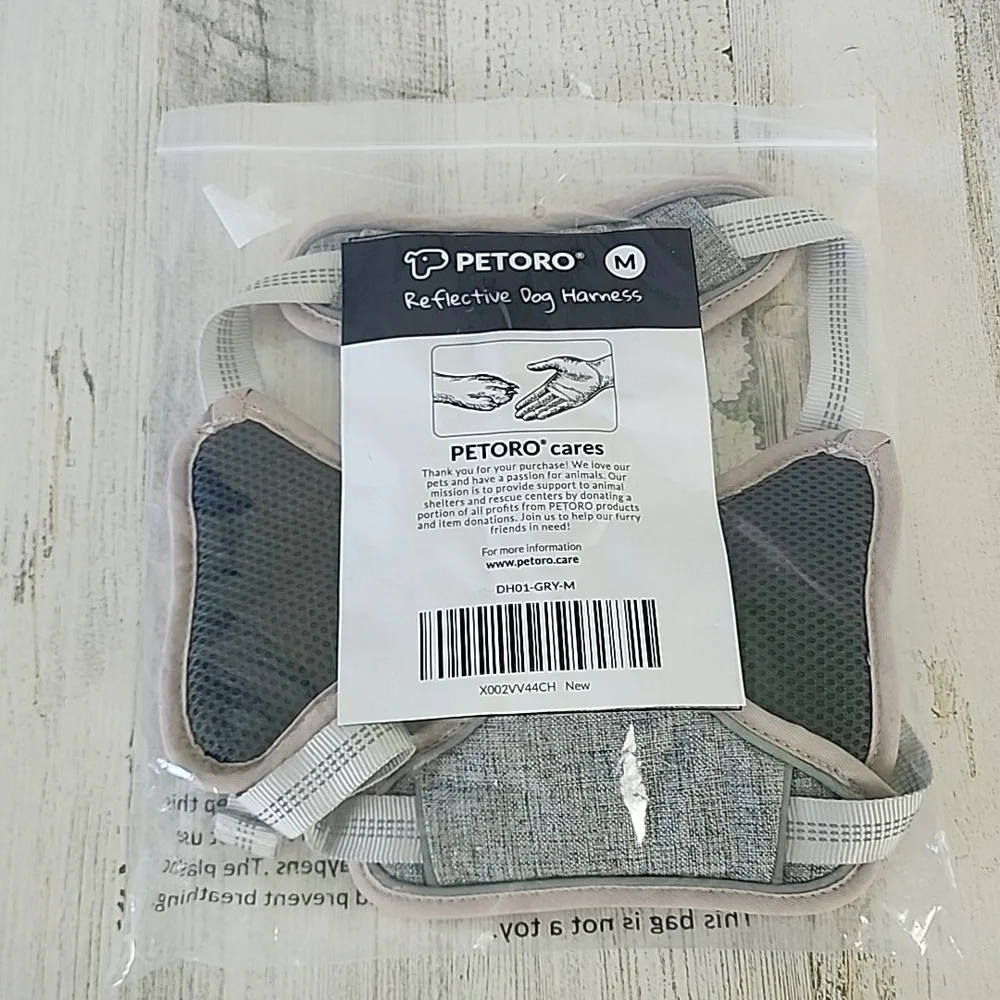 Petoro reflective gray dog harness Size Medium